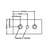 32-4590M10S-1SS MODULAR SOLUTIONS MOUNTING PLATE 45 X 90 M10 THREADED THRU HOLE